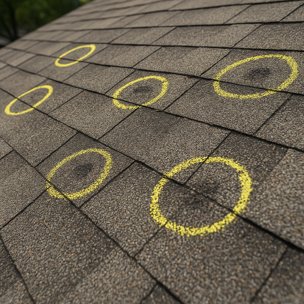 Hail damage roof from Phoenix storm in 2025.